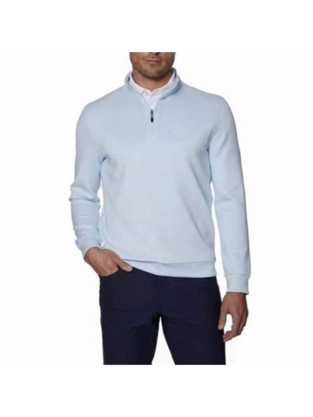 Hickey Freeman Light Blue Quarter Zip Pullover Sweater Men’s Large